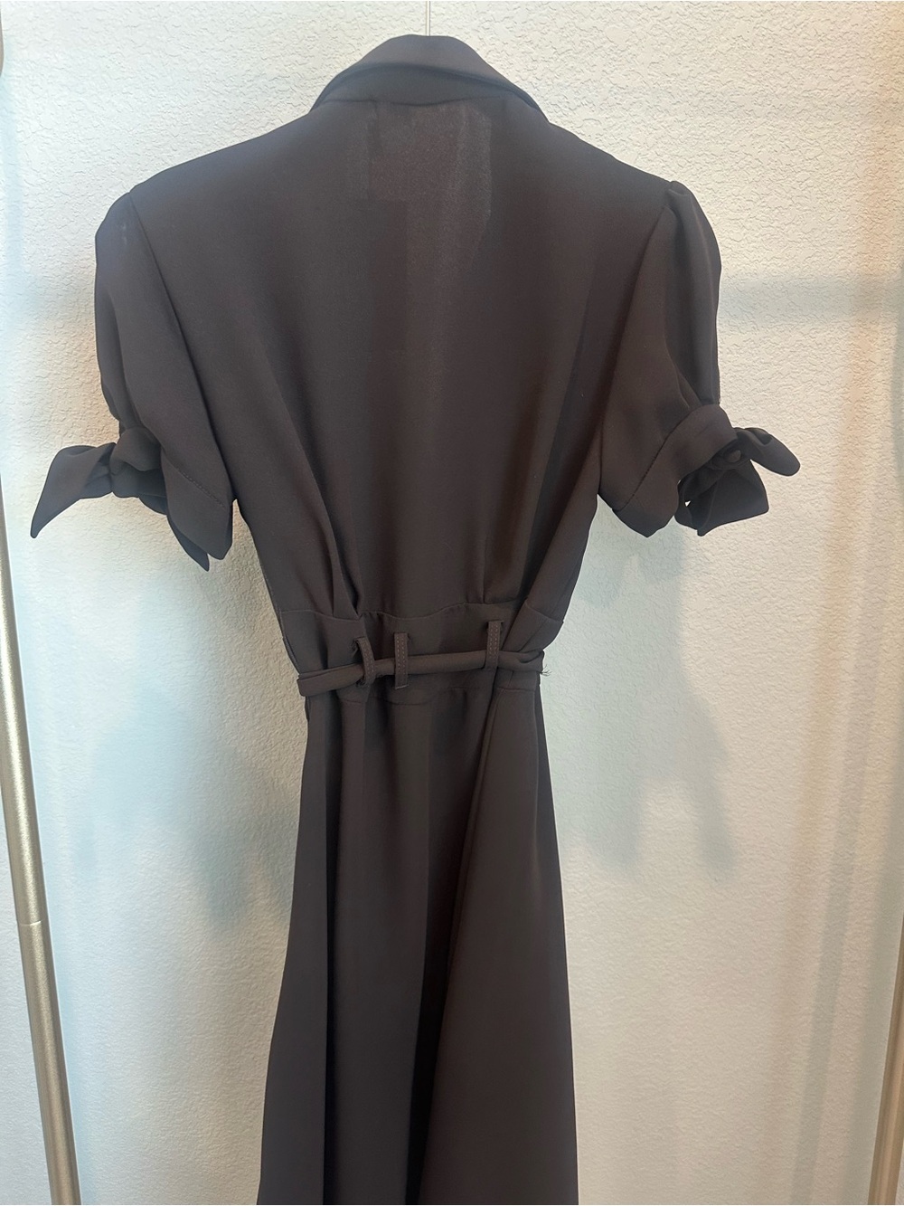 Cottagecore NWT ABS Allen Schwartz Brown Button-Front Tie-Waist Dress - Picture 5 of 5